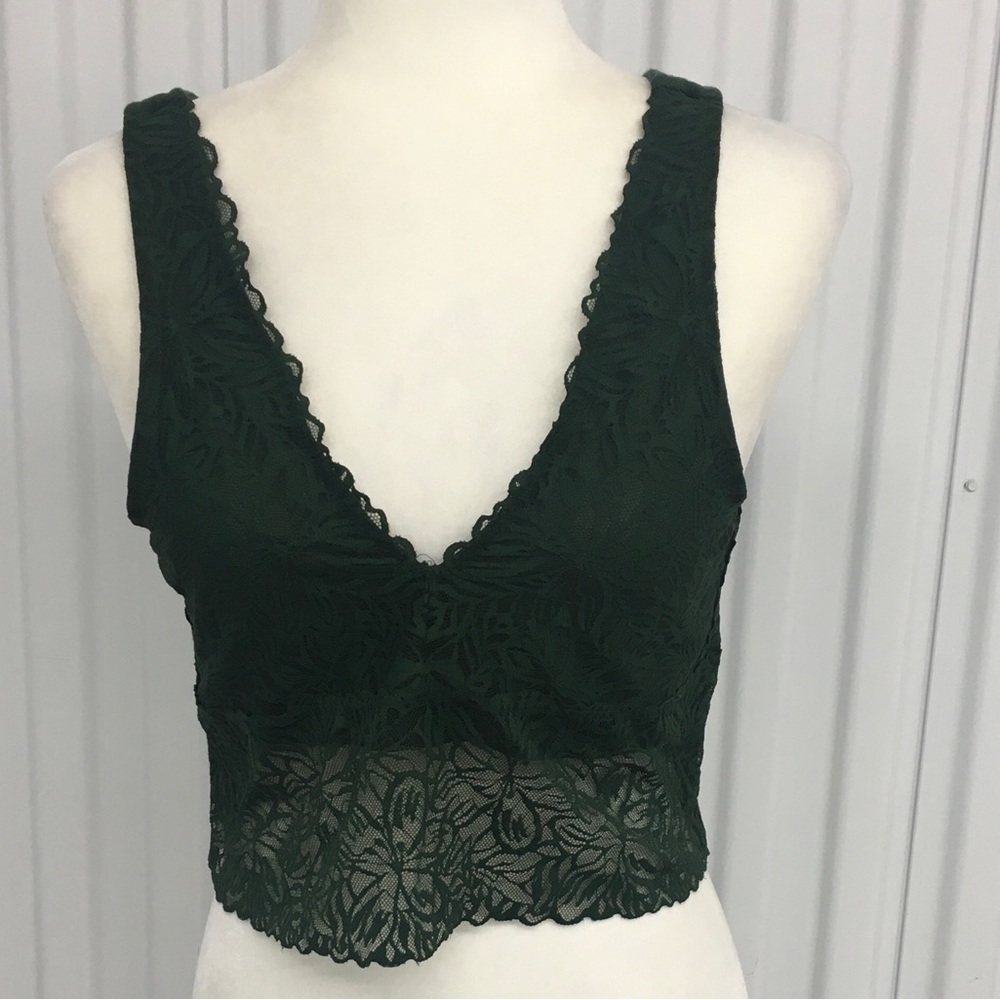 Aerie Green / Maroon Lace Cropped Cami Size: XL